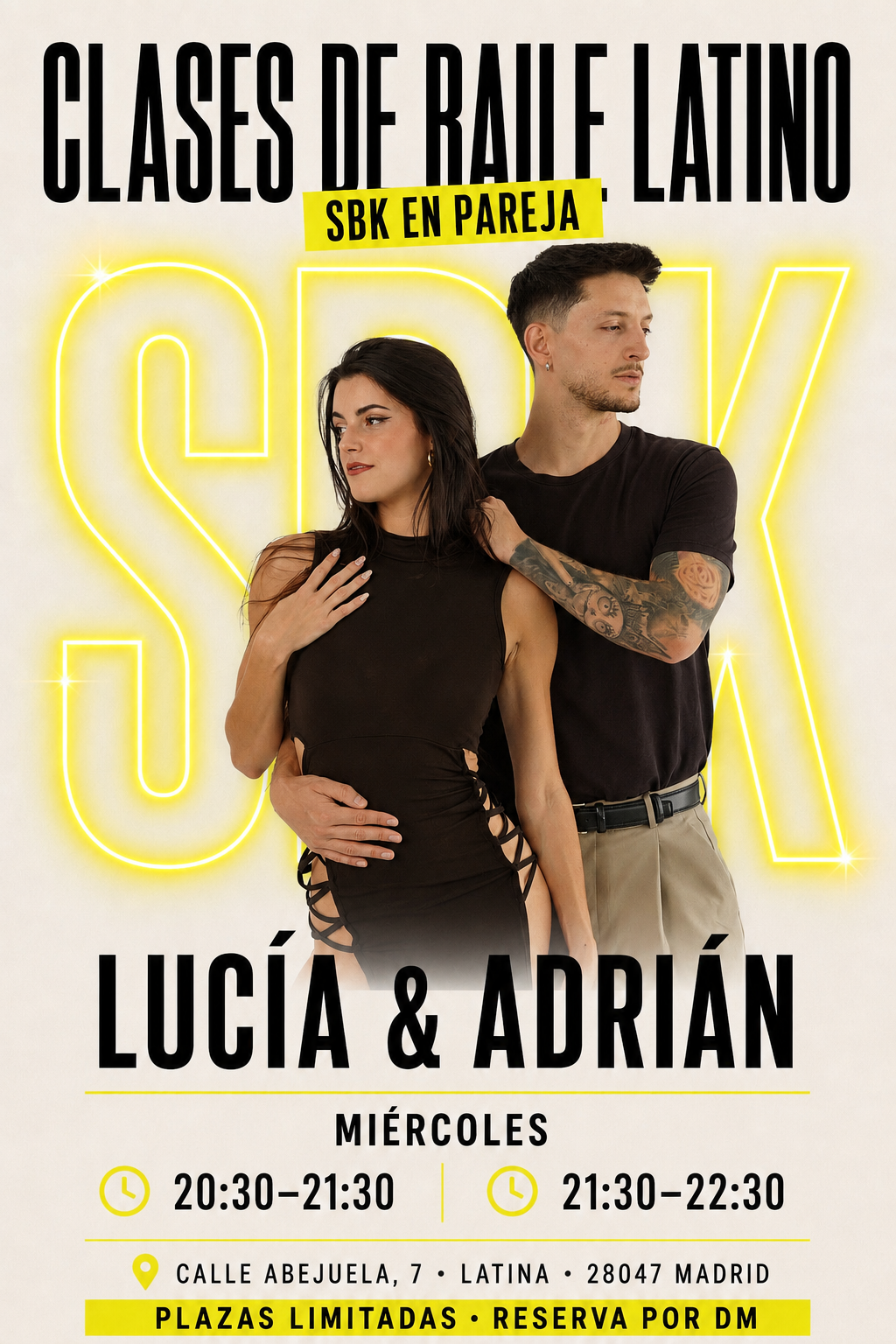 Clases de baile latino SBK en pareja con Lucía y Adrián en Madrid